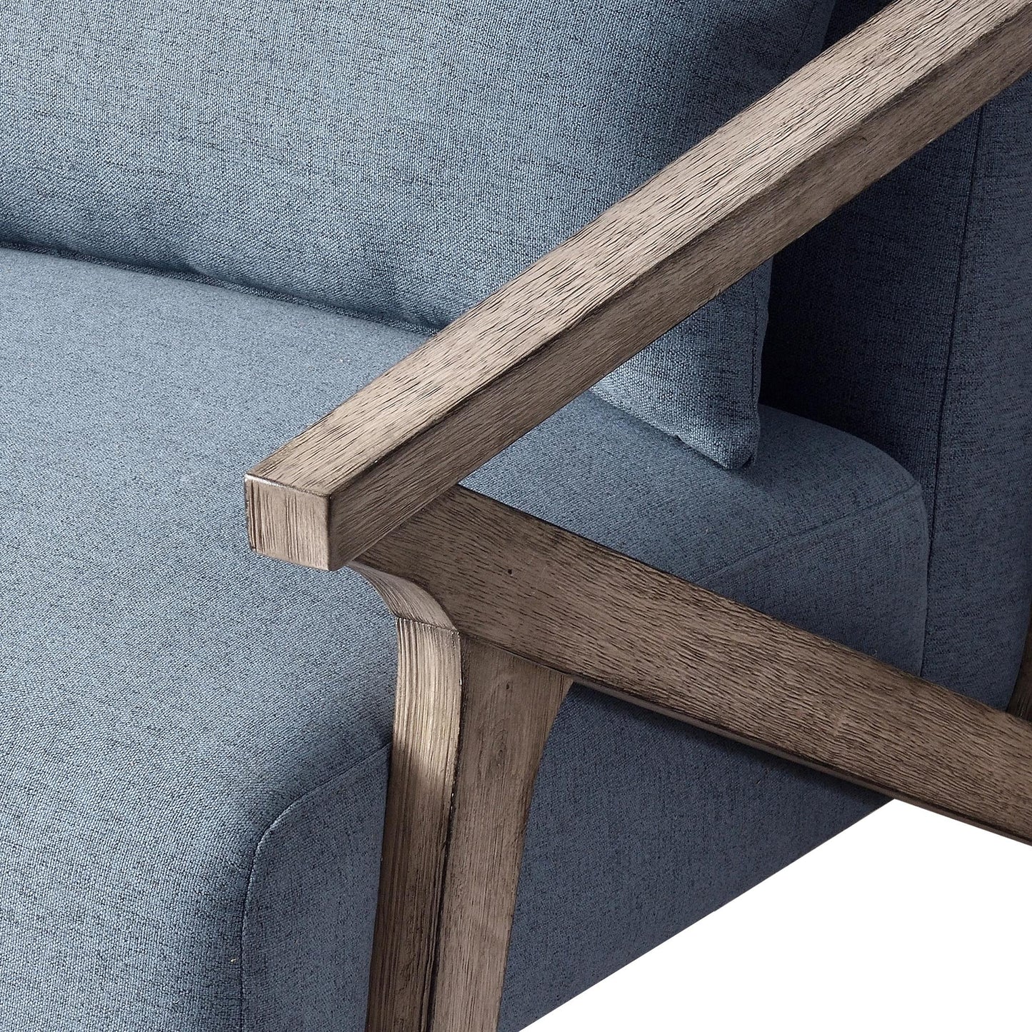 AvaMalis Mid Century Modern Chair with Wood Frame Upholstered Armchair with Waist Cushion, Accent Chair, Blue
