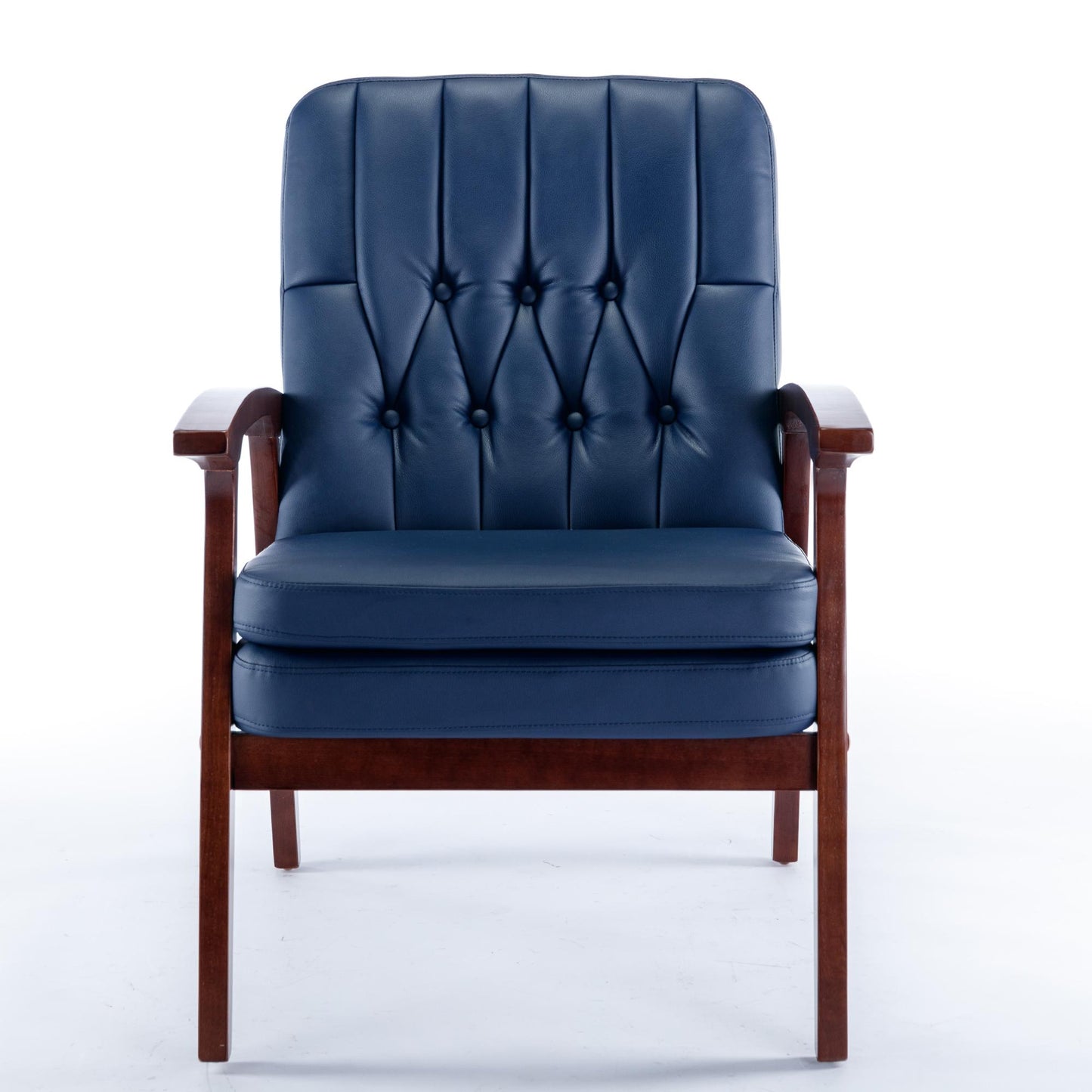 Mid Century Single Armchair Sofa Accent Chair Retro Modern Solid Wood Armrest Accent Chair, Fabric Upholstered Wooden Lounge Chair