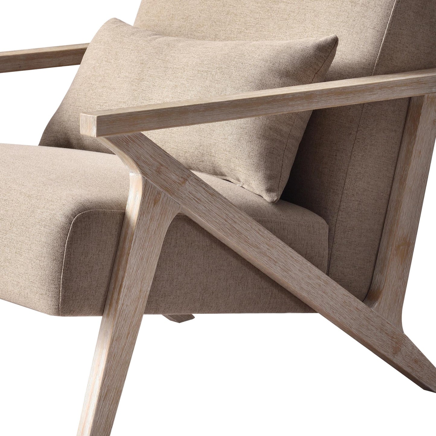AvaMalis Mid Century Modern Wood Frame, Upholstered Armchair with Waist Cushion