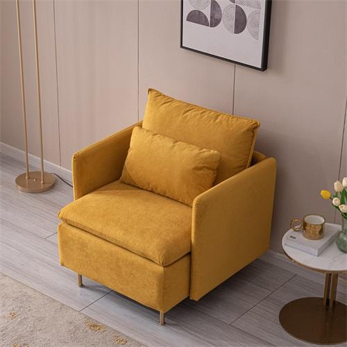 Modern fabric accent armchair,upholstered single sofa chair,Yellow Cotton Linen-30.7''