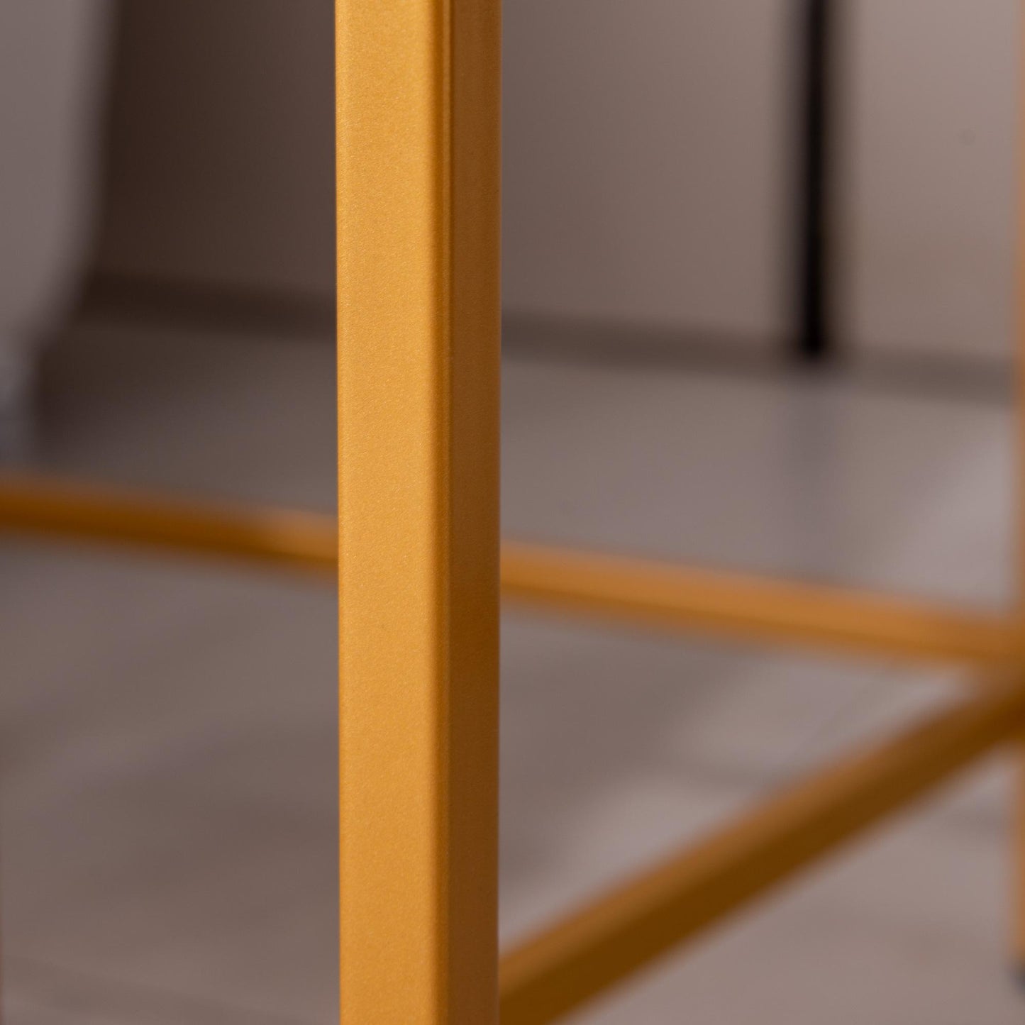 Nesting End/Side Table,Night Stand 2-Piece Set,Square Sintered stone Top with Golden Metal Frame