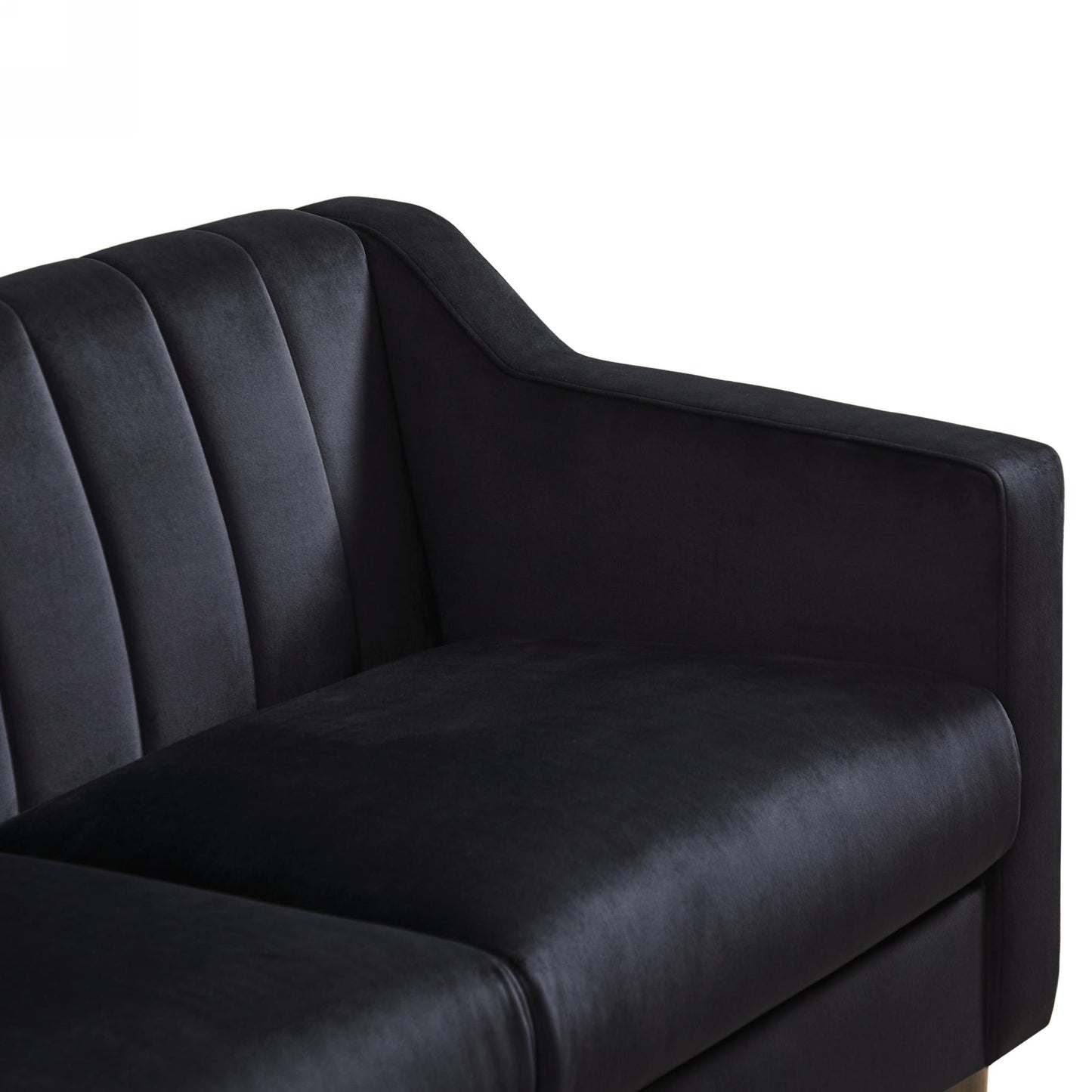 Modern Chesterfield sofa couch, Comfortable Upholstered sofa with Velvet Fabric and Wooden Frame and Wood Legs for Living Room/Bed Room/Office -