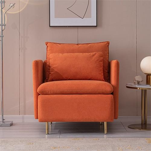 Modern fabric accent armchair,upholstered single sofa chair,Orange Cotton Linen-30.7''