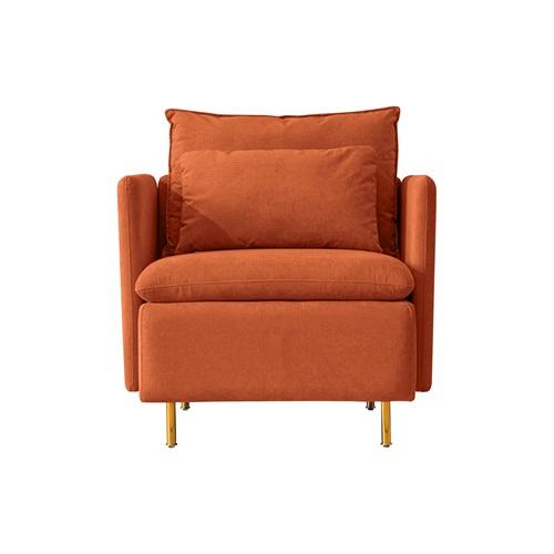 Modern fabric accent armchair,upholstered single sofa chair,Orange Cotton Linen-30.7''