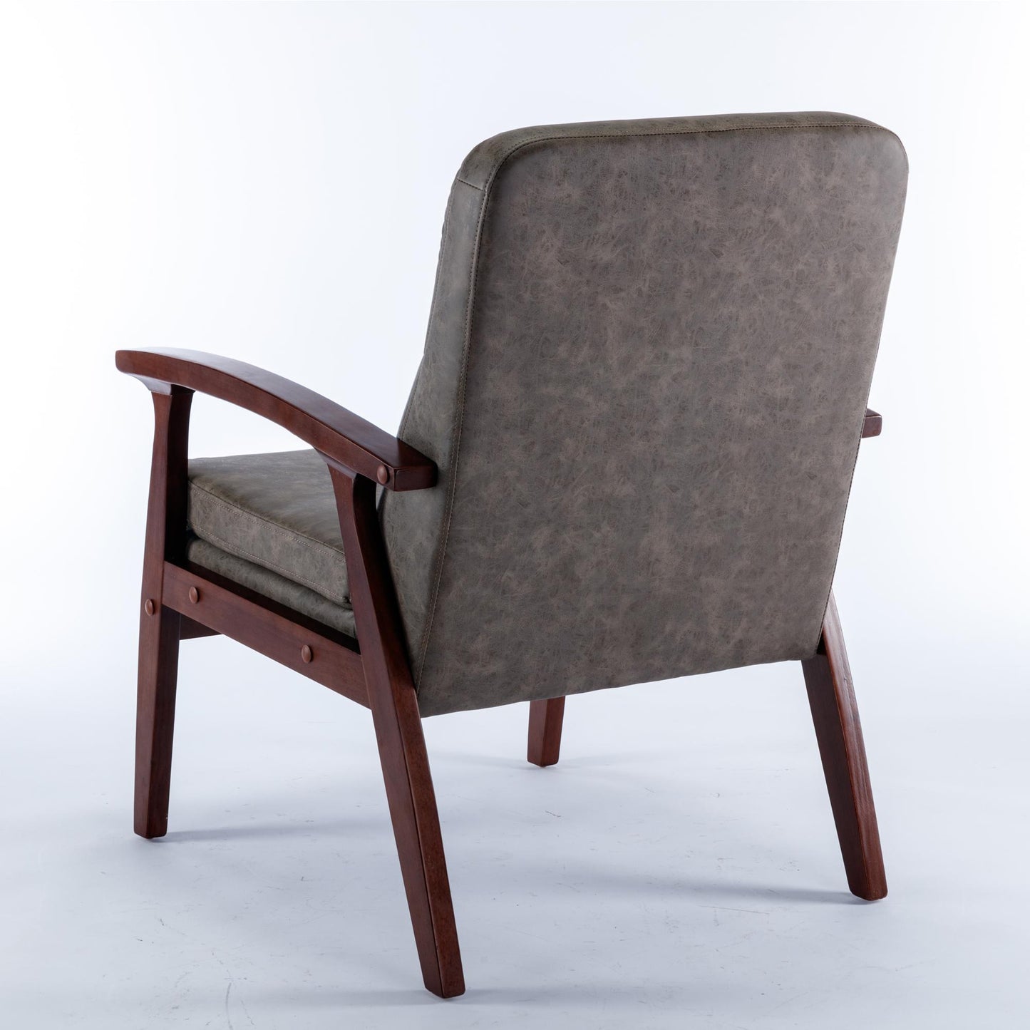 Mid Century Single Armchair Sofa Accent Chair Retro Modern Solid Wood Armrest Accent Chair, Fabric Upholstered Wooden Lounge Chair