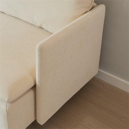 Modular L-shaped Corner sofa ,Left Hand Facing Sectional Couch, Beige Cotton Linen-90.9''