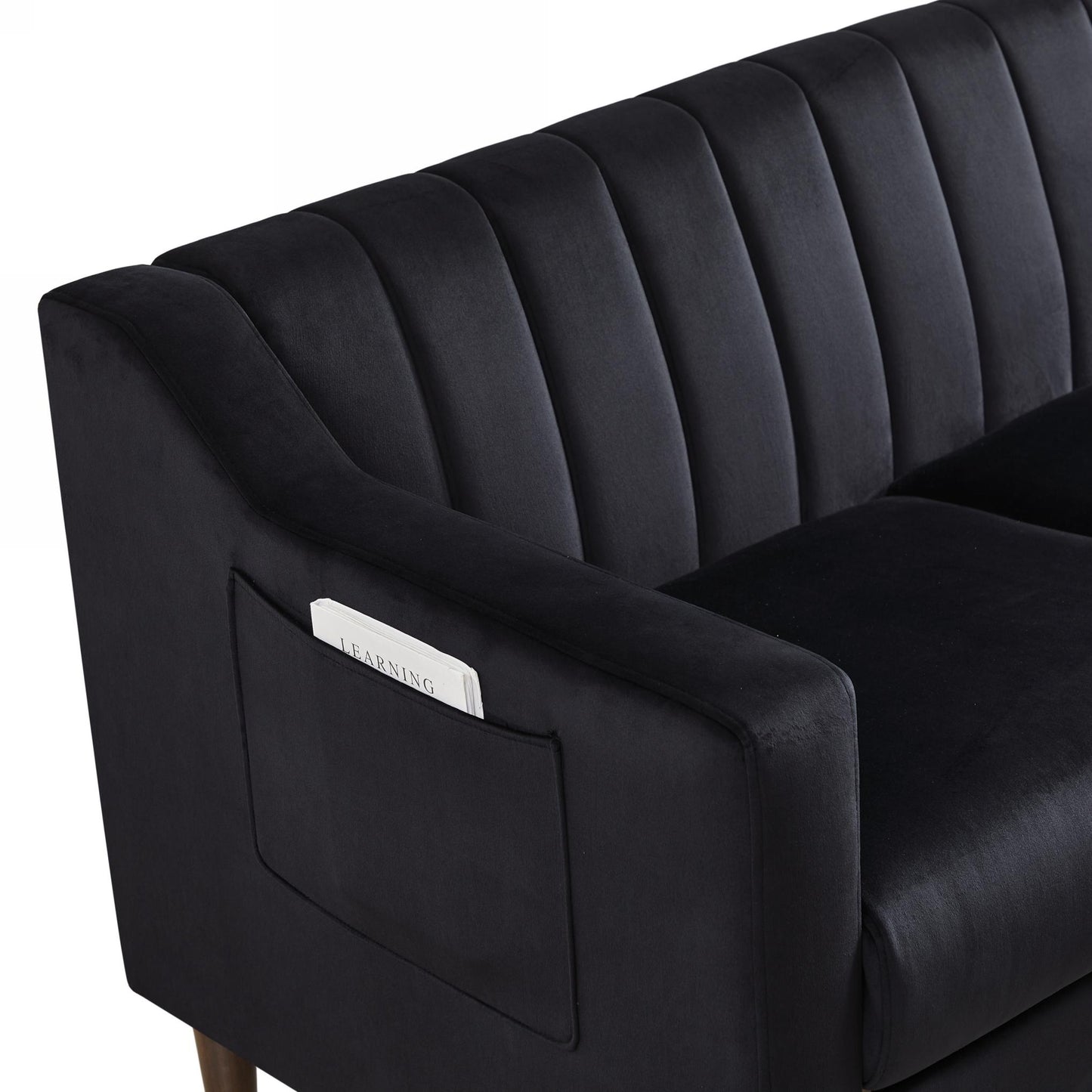 Modern Chesterfield sofa couch, Comfortable Upholstered sofa with Velvet Fabric and Wooden Frame and Wood Legs for Living Room/Bed Room/Office -