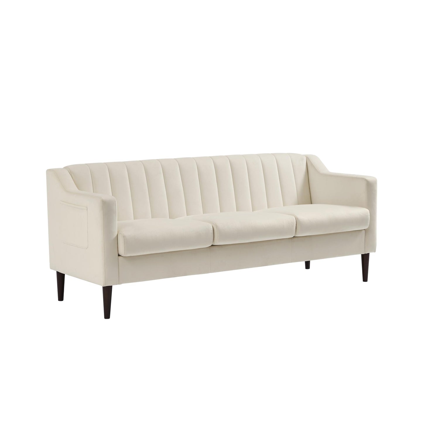 Modern Chesterfield sofa couch, Comfortable Upholstered sofa with Velvet Fabric and Wooden Frame and Wood Legs for Living Room/Bed Room/Office -