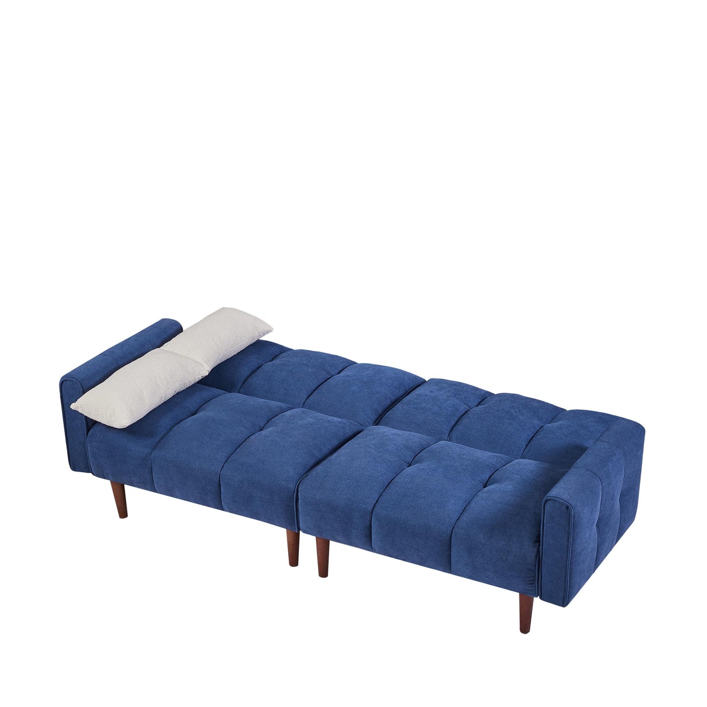 Modern fabric linen upholstered sofa bed with 3 levels of adjustable backrest, solid wood legs and 2 pillows for multiple environments.