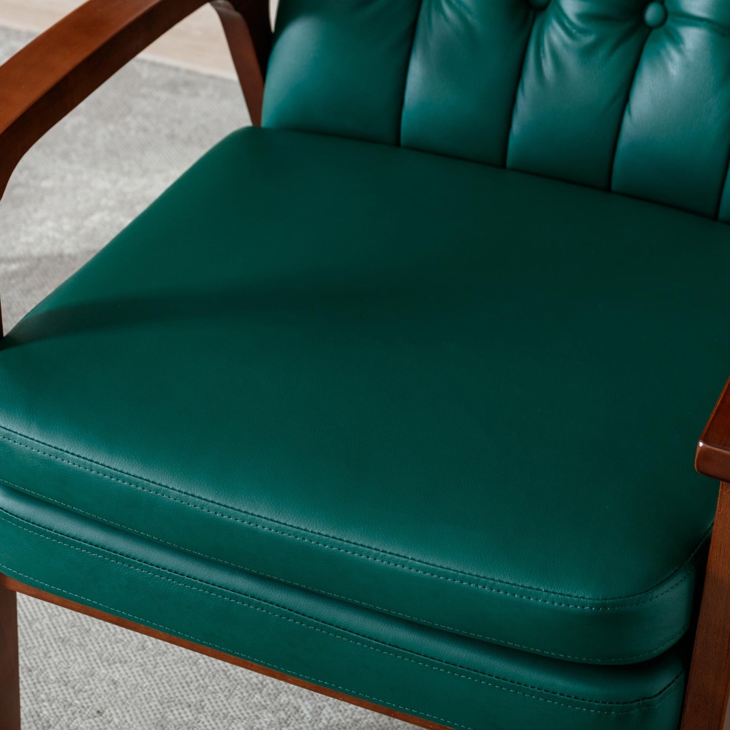 Mid Century Single Armchair Sofa Accent Chair Retro Modern Solid Wood Armrest Accent Chair, Fabric Upholstered Wooden Lounge Chair