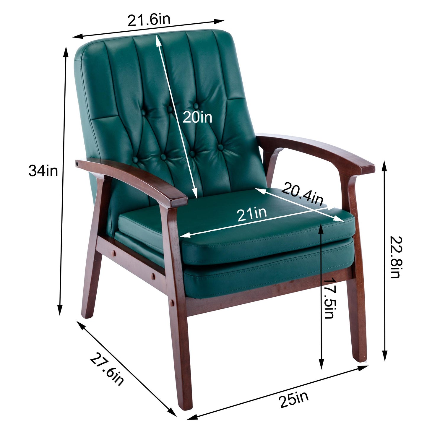 Mid Century Single Armchair Sofa Accent Chair Retro Modern Solid Wood Armrest Accent Chair, Fabric Upholstered Wooden Lounge Chair