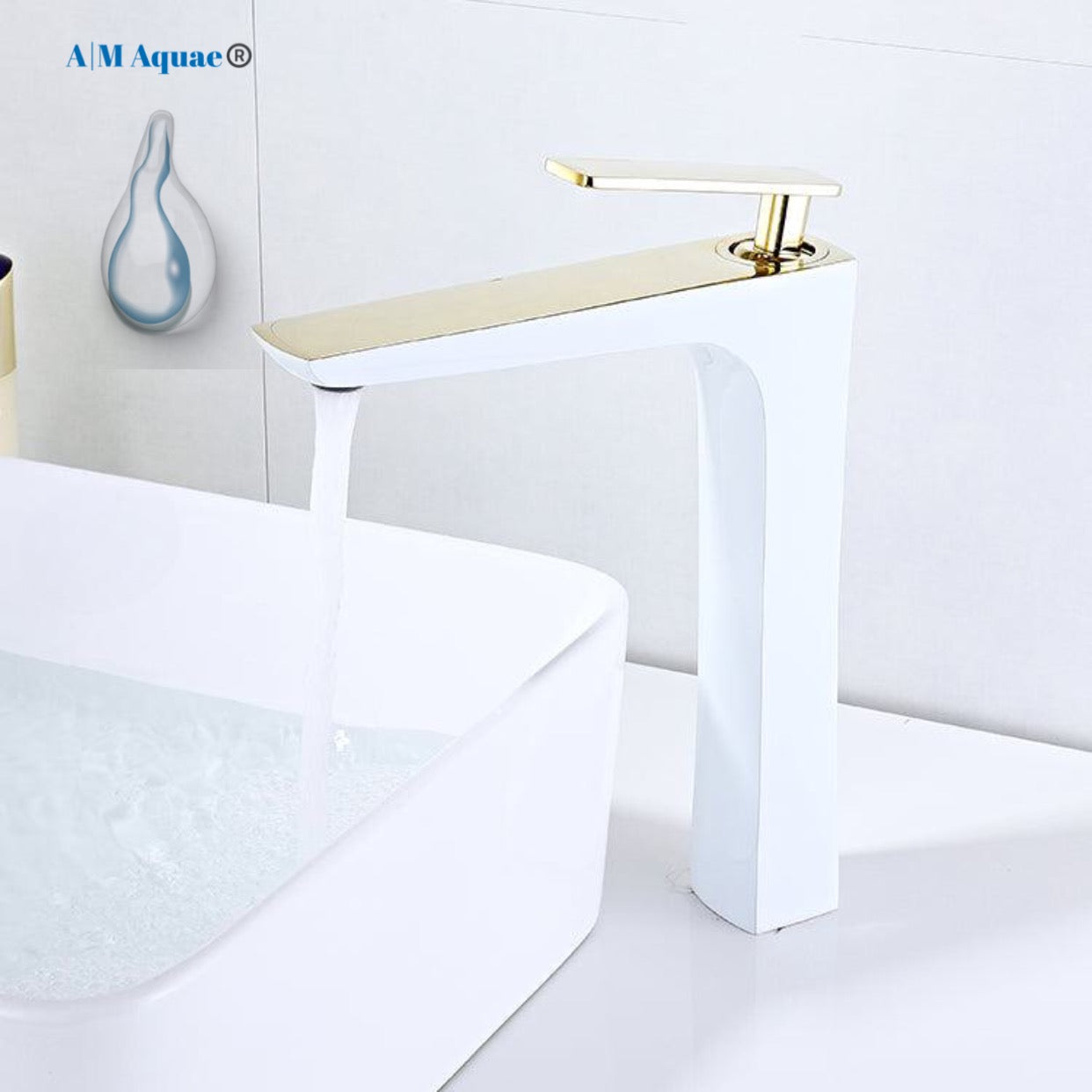 Modern White Bathroom Faucet ,Single Handle Commercial Bathroom Sink Faucet Single Hole Hot Cold Water Mixer Griferia Grifo Brass White Gold Tall Bathroom Basin Faucet