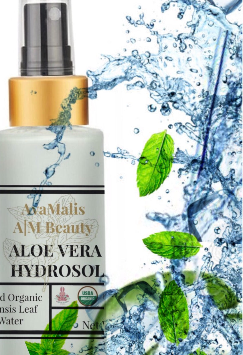 Aloe Vera Hydrosol Water Spray Mist Toner - USDA Certified Organic - Steam-distilled aloe barbadensis leaves-Hydrating face and body