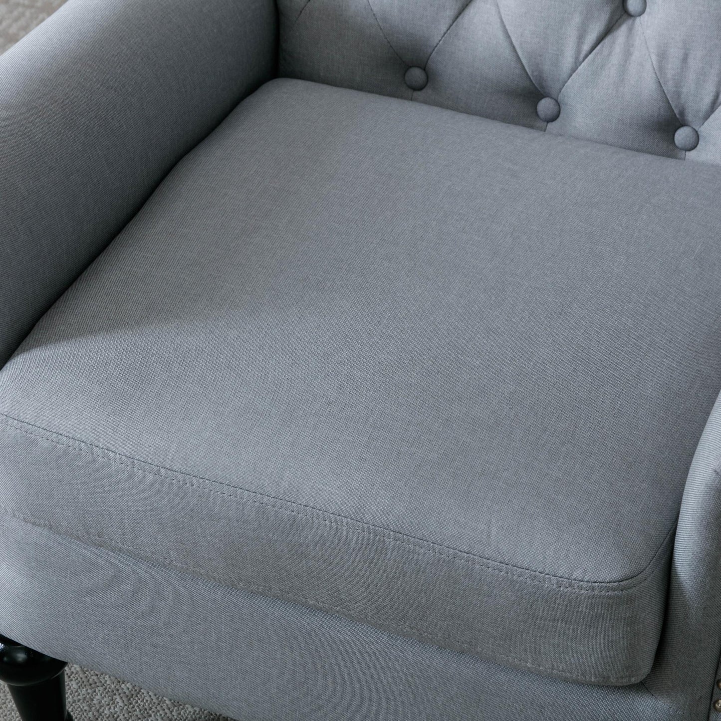 Bedroom, Living room Mid-century modern accent armchair, Linen comfort reading chair, Tufted comfort sofa, Upholstered single sofa