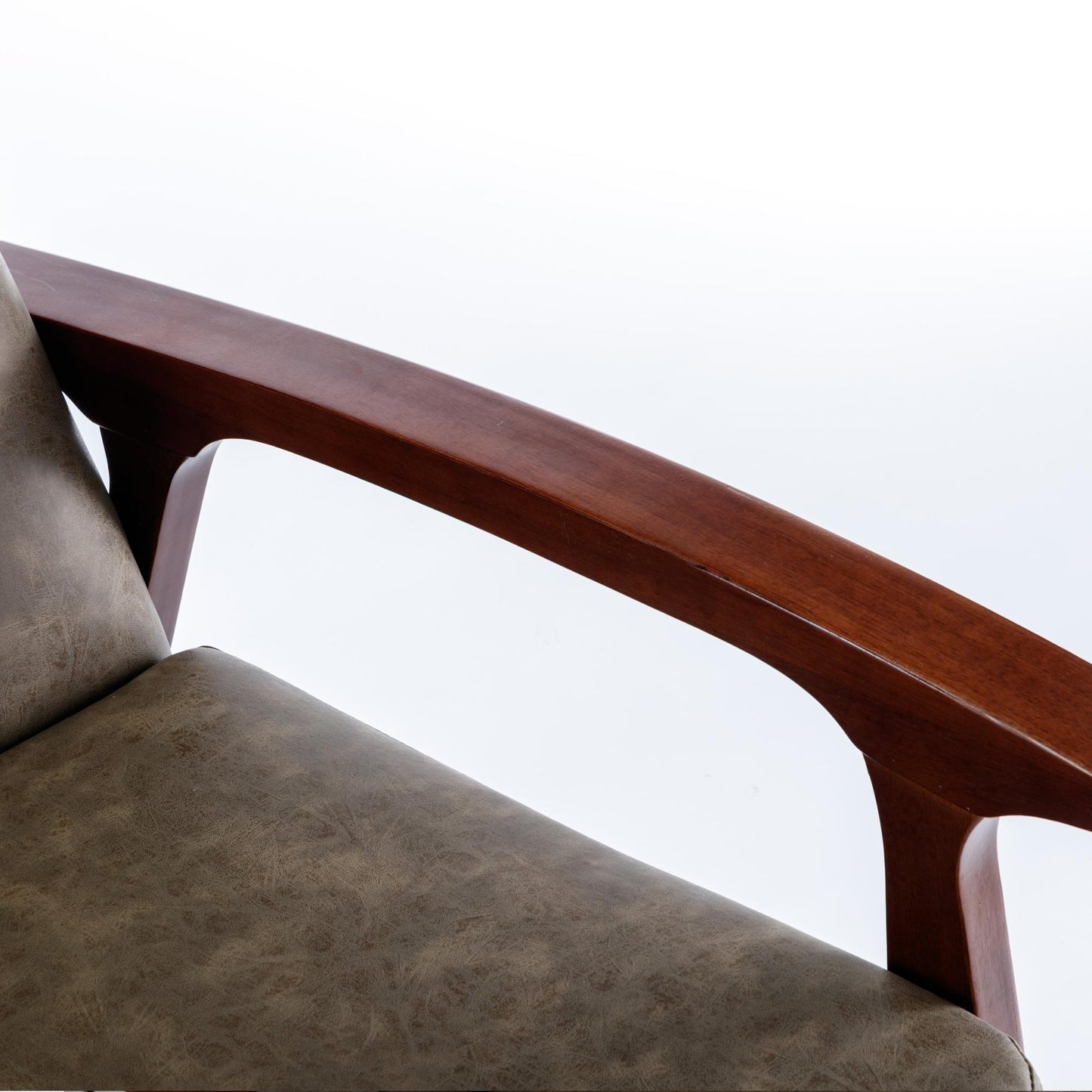 Mid Century Single Armchair Sofa Accent Chair Retro Modern Solid Wood Armrest Accent Chair, Fabric Upholstered Wooden Lounge Chair