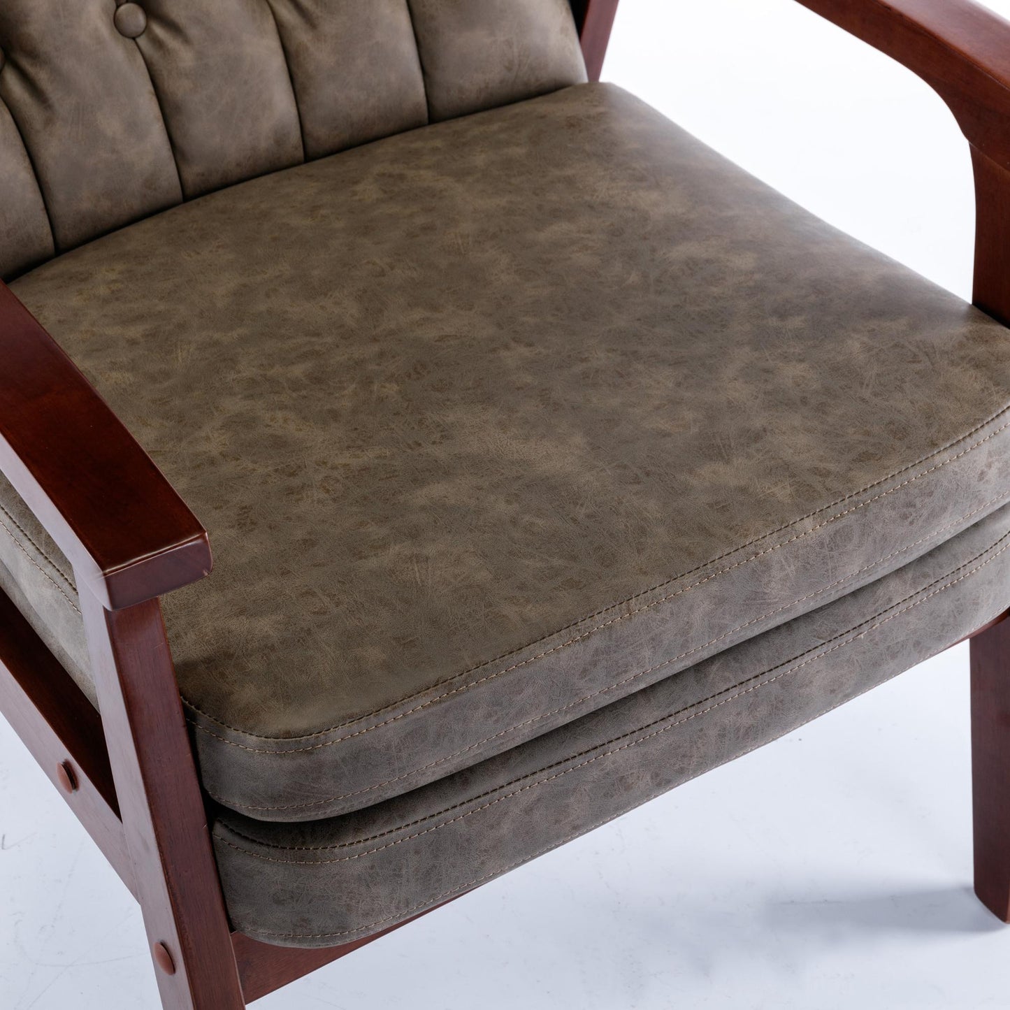 Mid Century Single Armchair Sofa Accent Chair Retro Modern Solid Wood Armrest Accent Chair, Fabric Upholstered Wooden Lounge Chair