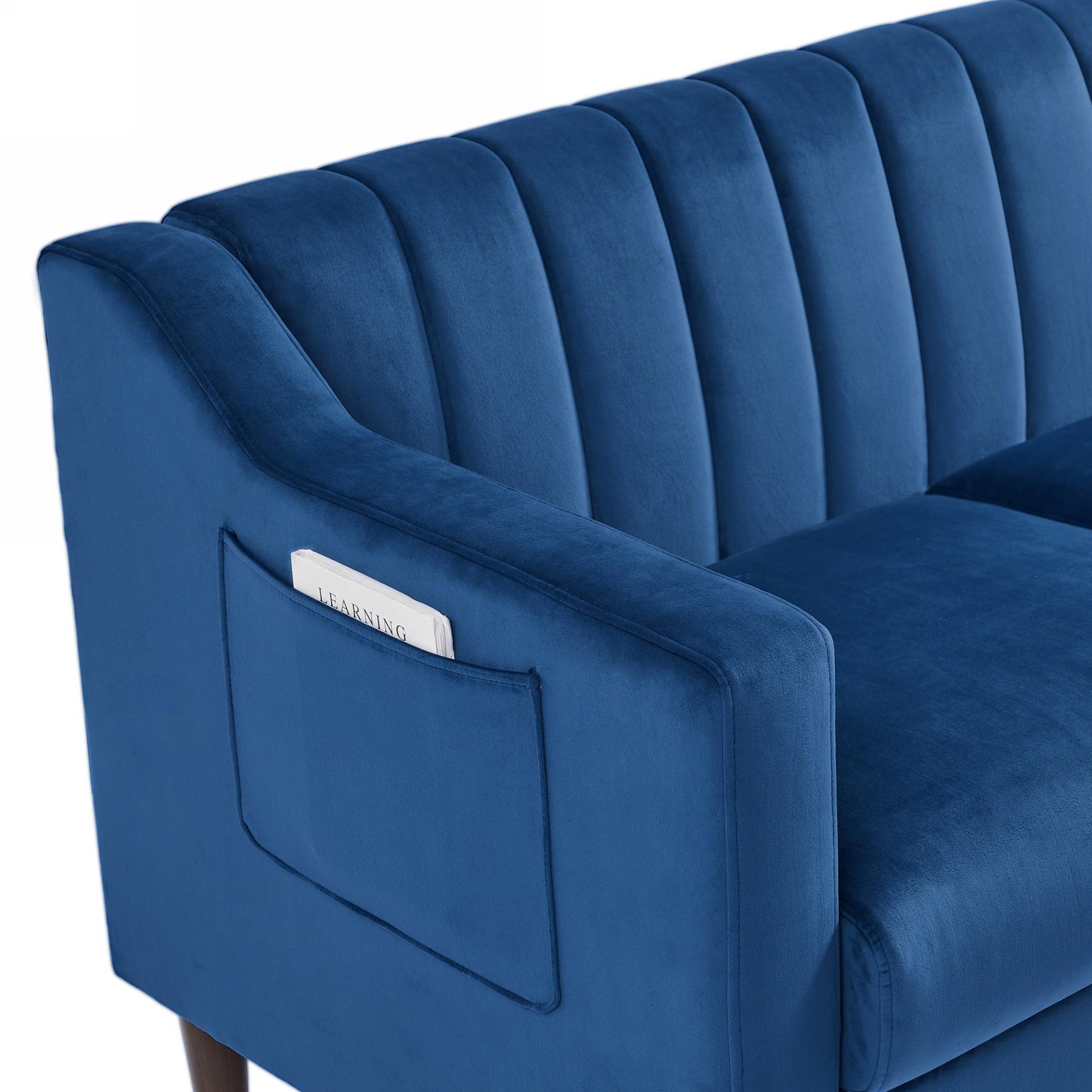 Modern Chesterfield sofa couch, Comfortable Upholstered sofa with Velvet Fabric and Wooden Frame and Wood Legs for Living Room/Bed Room/Office -