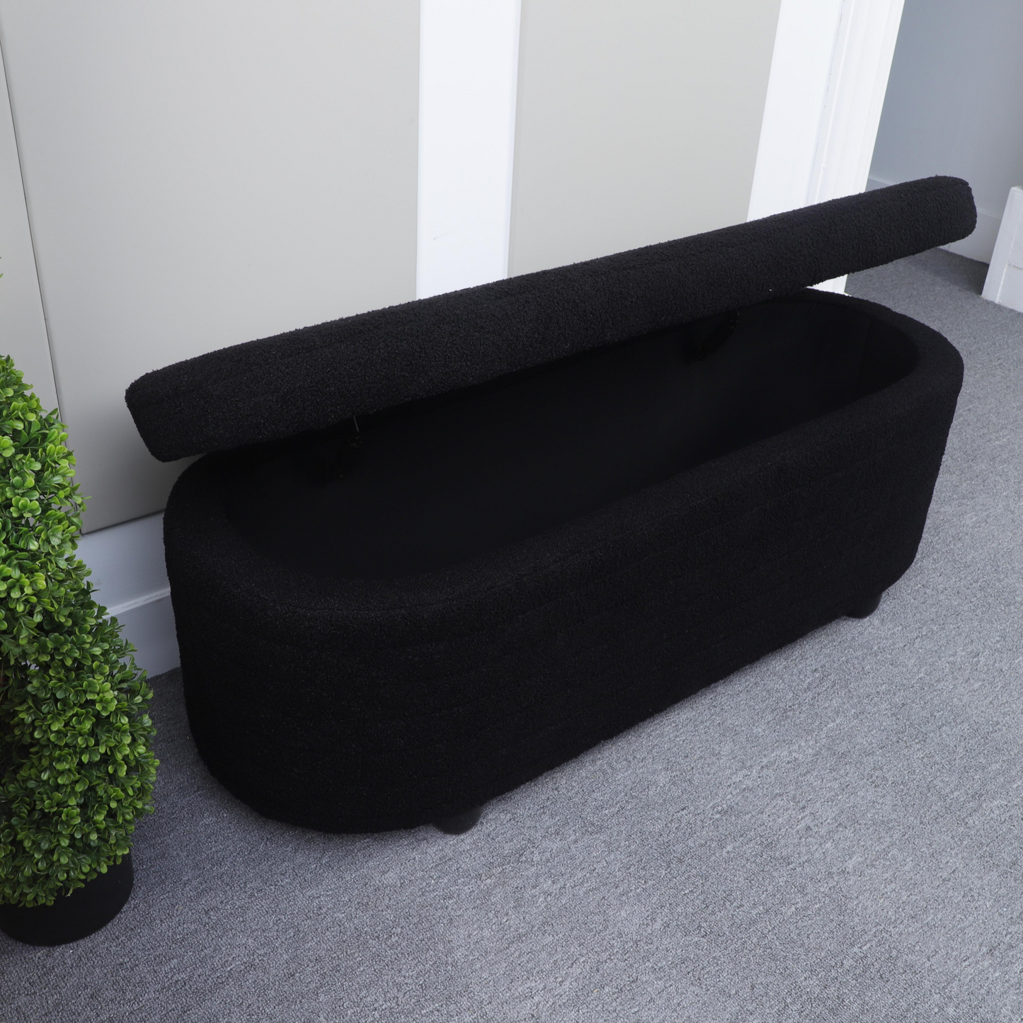 Teddy Storage Ottoman Bench for Bedroom End of Bed Stool with Safety Hinge for Living Room, Entryway