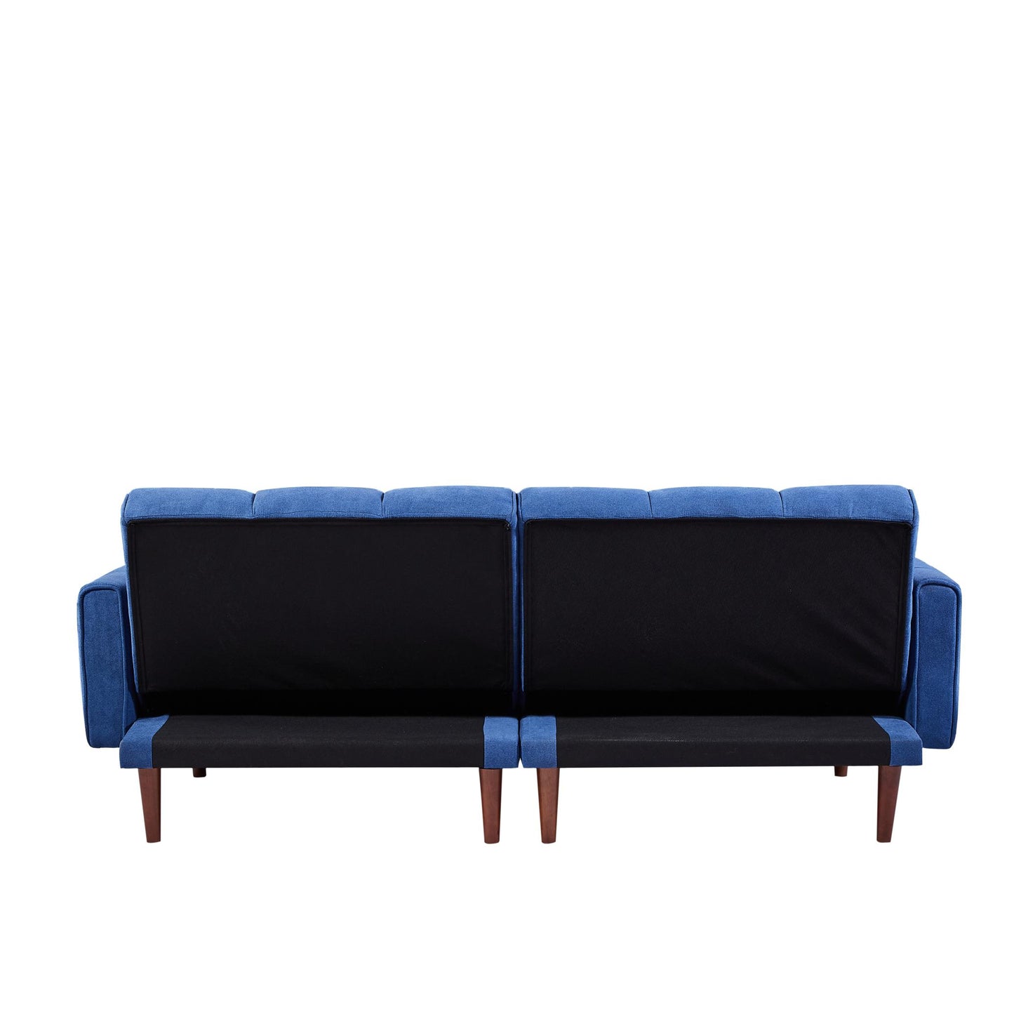 Modern fabric linen upholstered sofa bed with 3 levels of adjustable backrest, solid wood legs and 2 pillows for multiple environments.