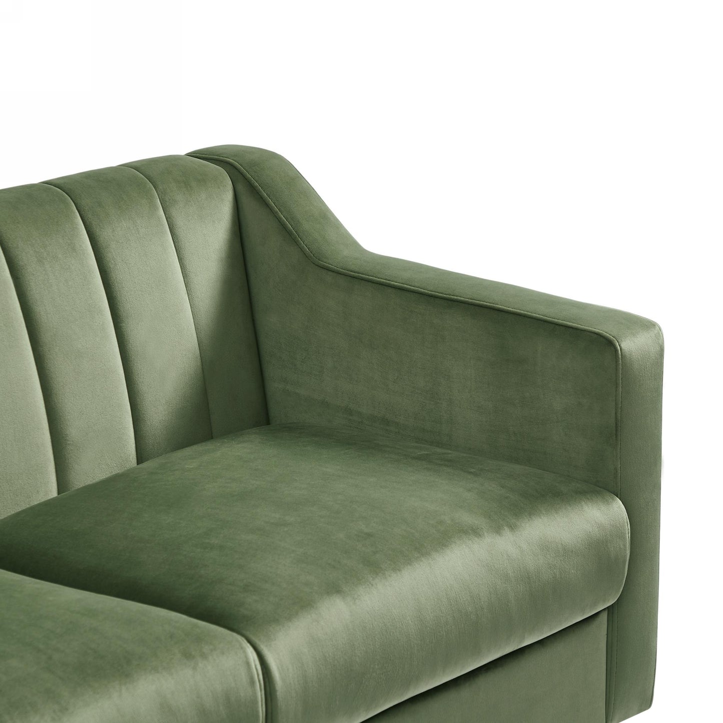 Modern Chesterfield sofa couch, Comfortable Upholstered sofa with Velvet Fabric and Wooden Frame and Wood Legs for Living Room/Bed Room/Office -