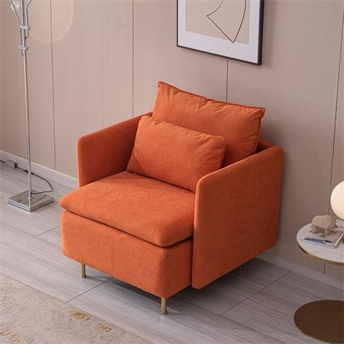 Modern fabric accent armchair,upholstered single sofa chair,Orange Cotton Linen-30.7''