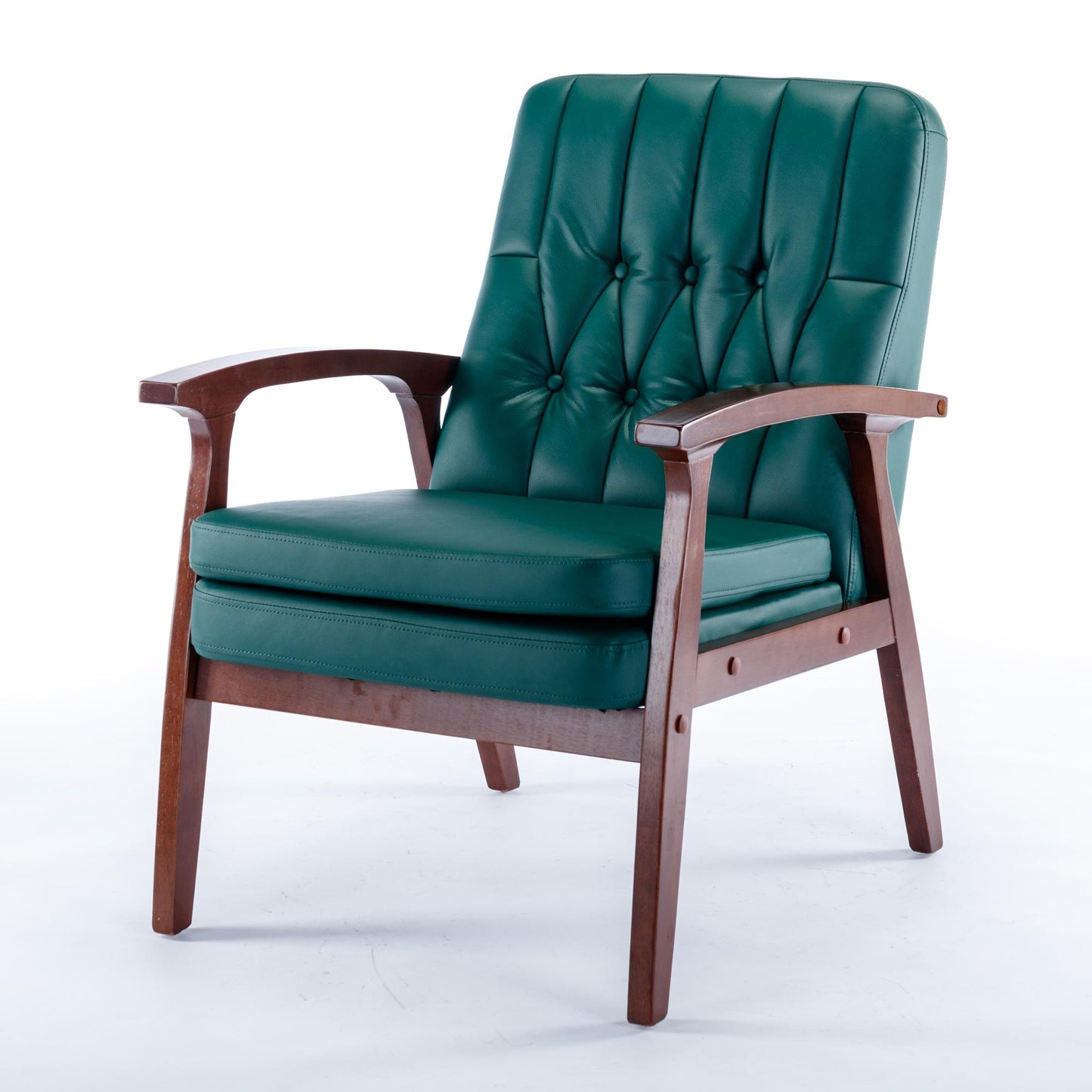 Mid Century Single Armchair Sofa Accent Chair Retro Modern Solid Wood Armrest Accent Chair, Fabric Upholstered Wooden Lounge Chair