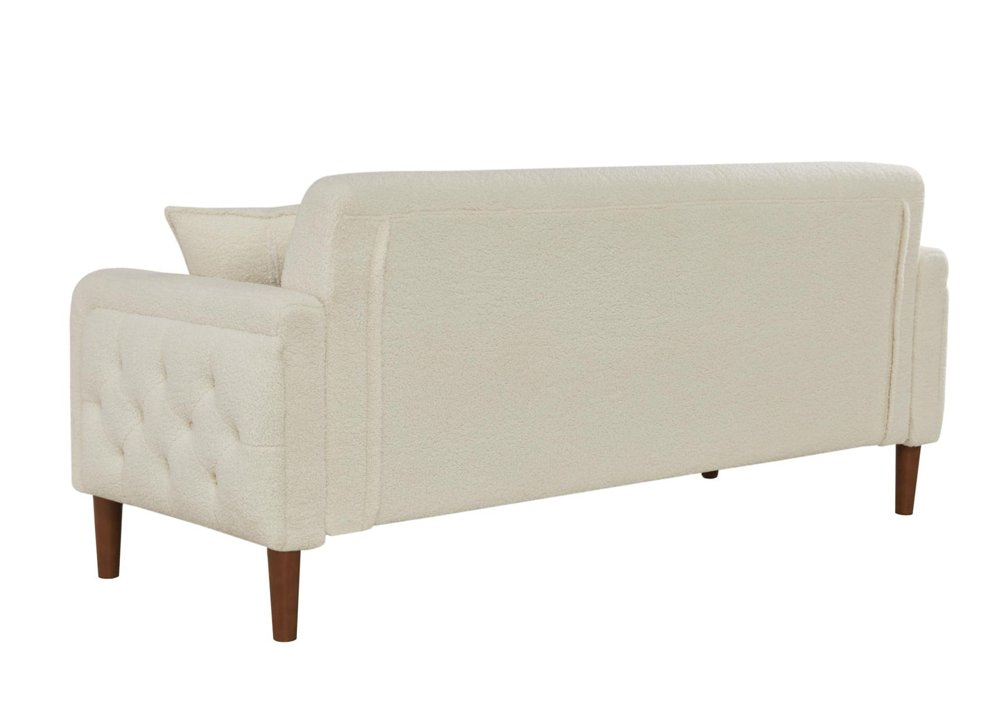 Modern Furniture Teddy Velet Sofa 2 Pillows Beige Loveseat with Button Tufting