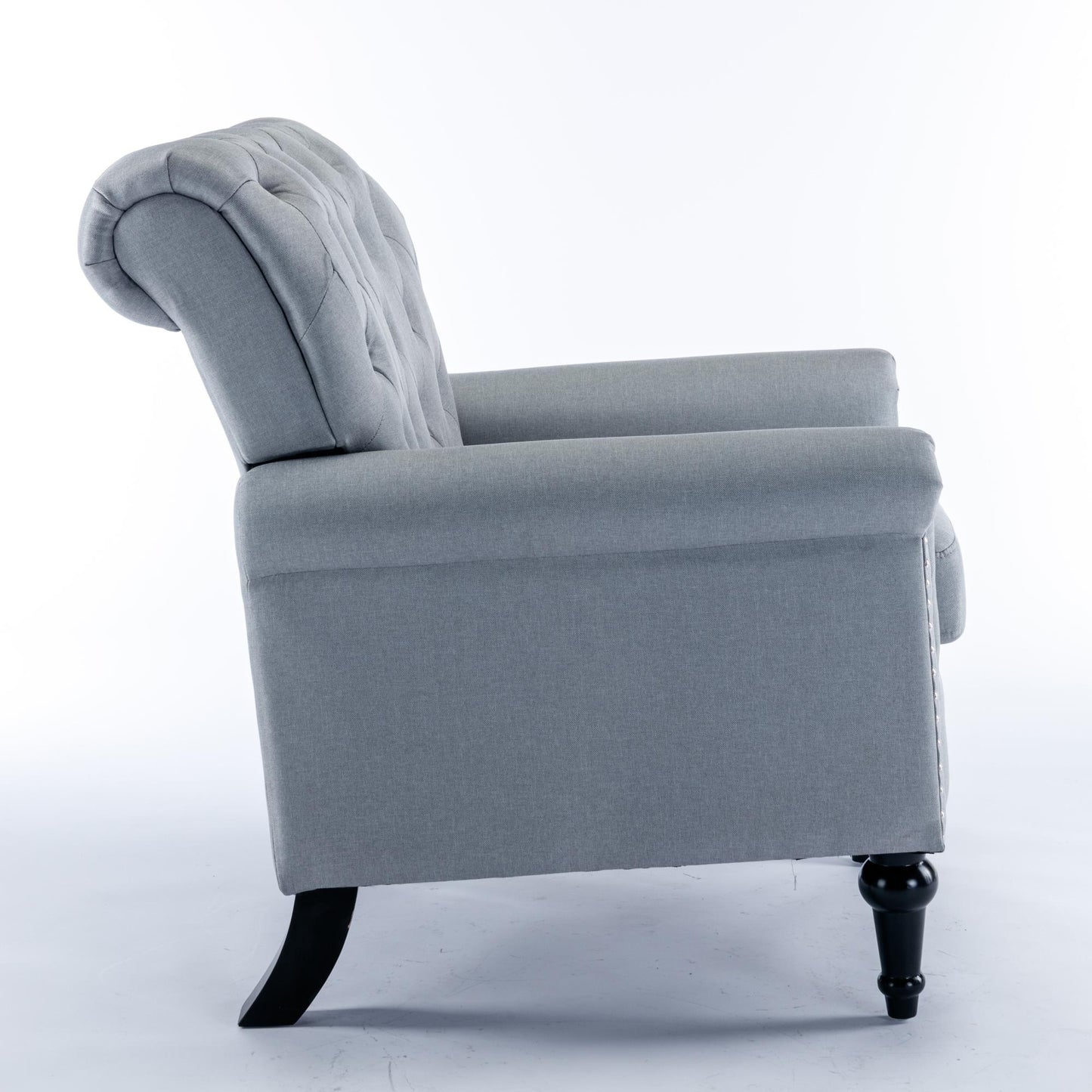 Bedroom, Living room Mid-century modern accent armchair, Linen comfort reading chair, Tufted comfort sofa, Upholstered single sofa