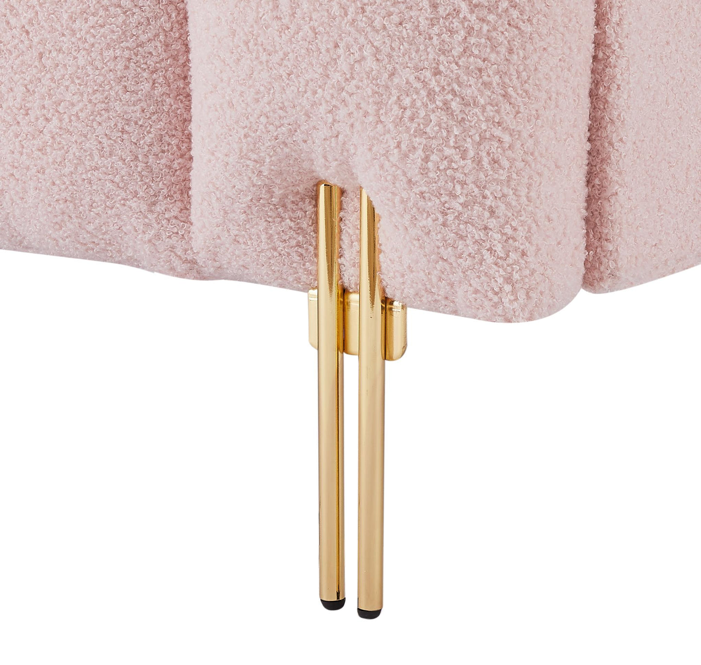 Modern End of Bed Bench Upholstered Teddy Entryway Ottoman Bench Fuzzy Sofa Stool Footrest Window Bench with Gold Metal Legs for Bedroom Apartments