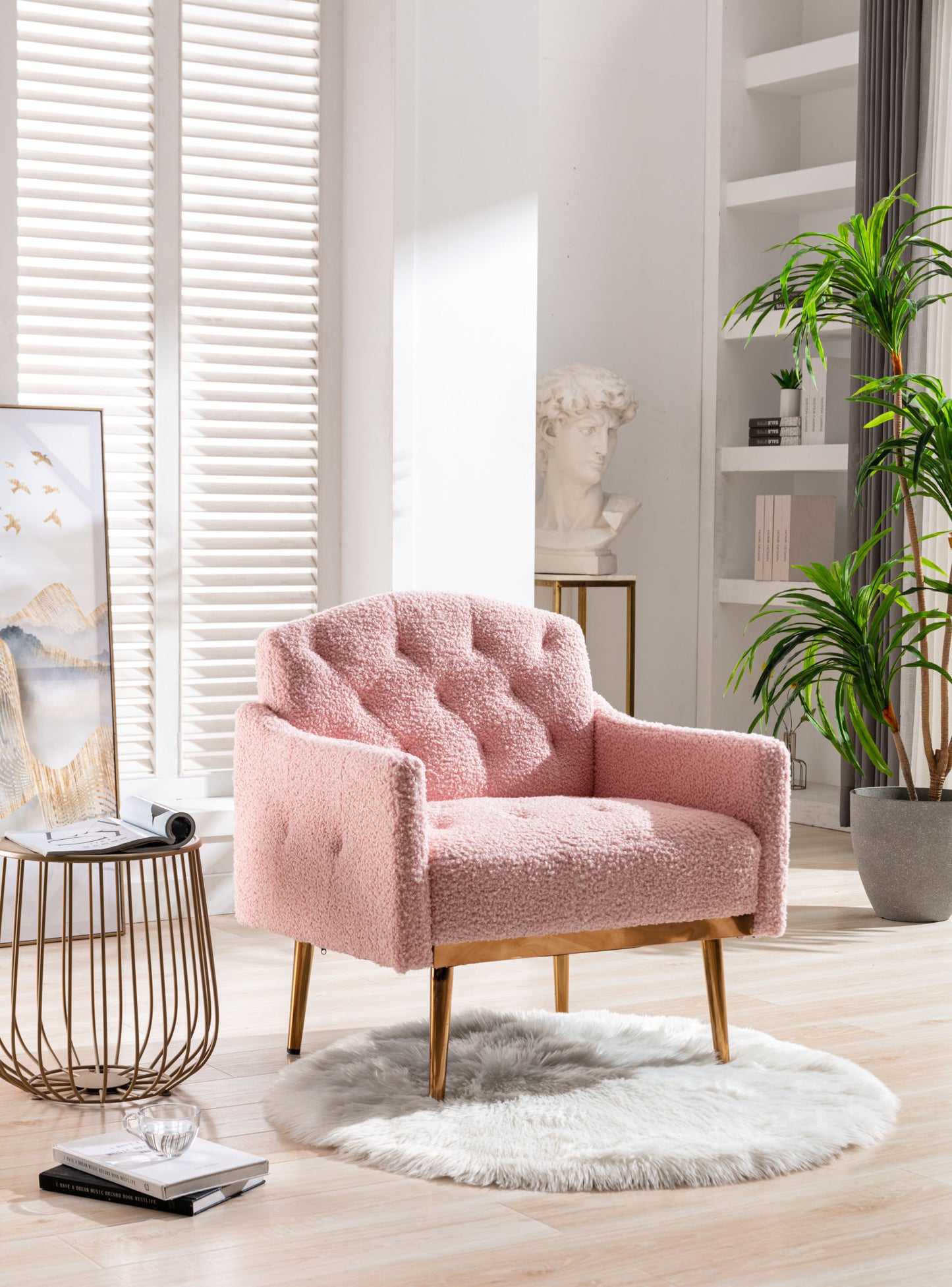 Accent Chair ,leisure single sofa with Rose Golden feet