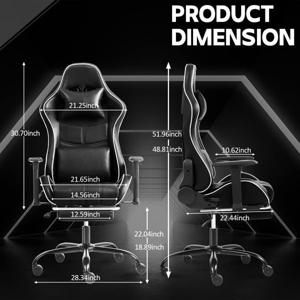 Ergonomic Gaming Chairs for Adults 400lb Big and Tall, Comfortable Computer Chair for Heavy People, Adjustable Lumbar Desk Office Chair with Footrest, Video Game Chairs (Black)