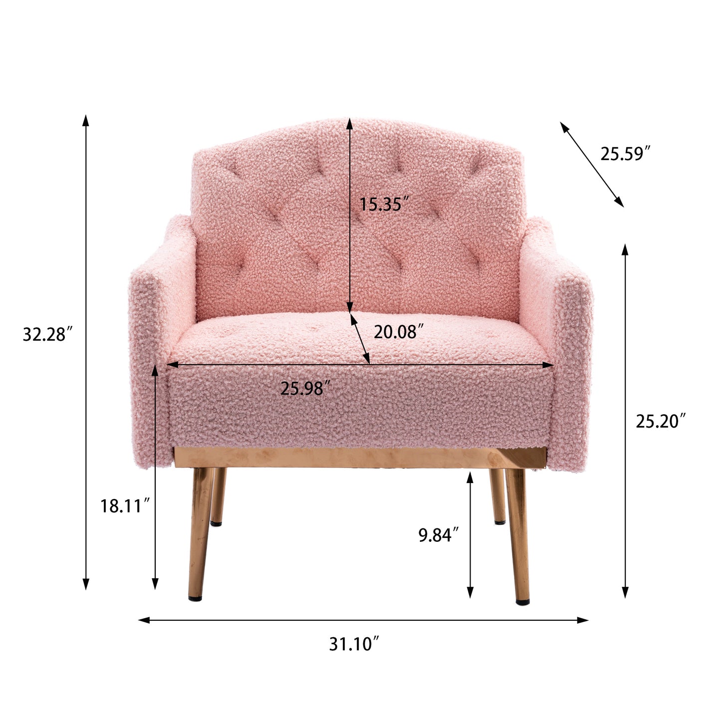 Accent Chair ,leisure single sofa with Rose Golden feet