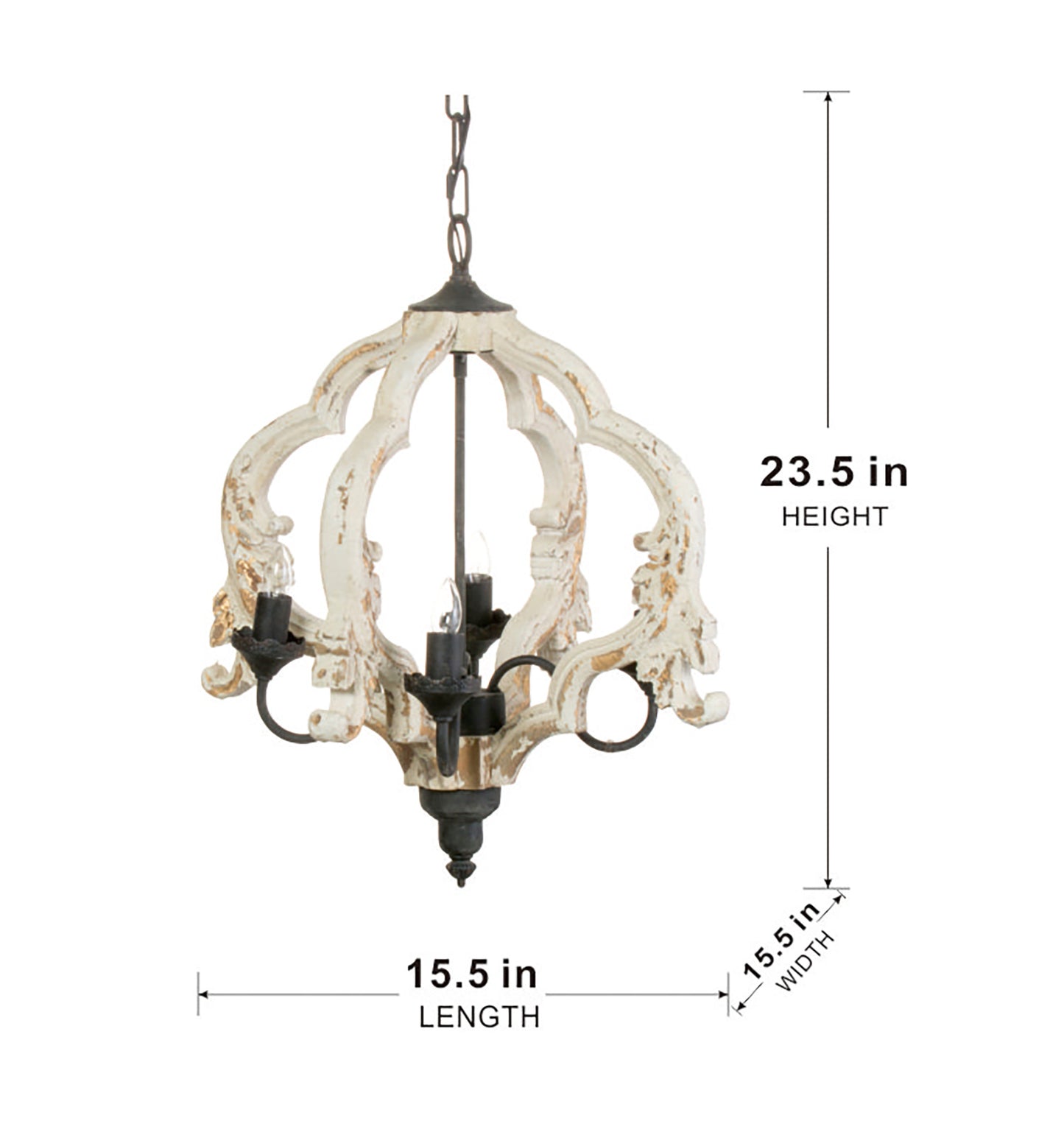 4 - Light Wood Chandelier, Hanging Light Fixture with Adjustable Chain for Kitchen Dining Room Foyer Entryway, Bulb Not Included