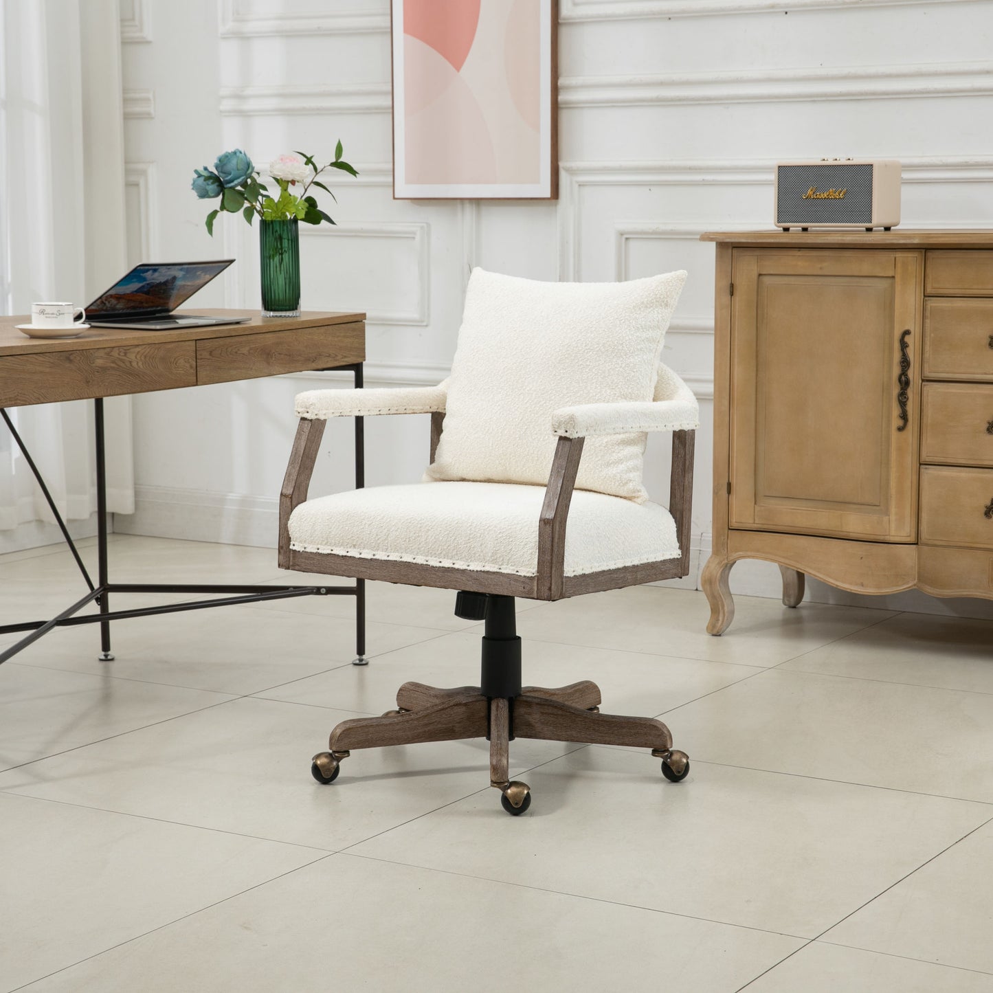 Computer Chair Office Chair Adjustable Swivel Chair Fabric Seat Home Study Chair