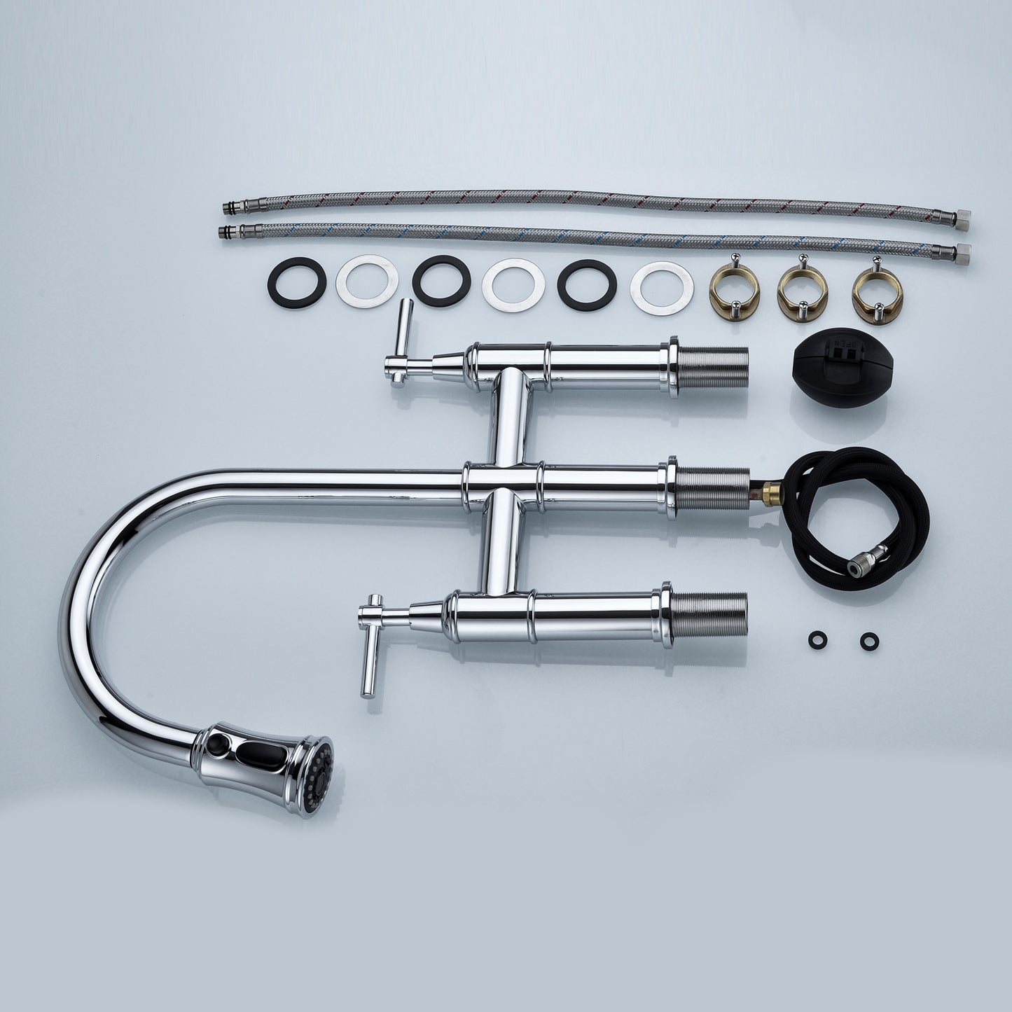 A|M Aquae Bridge Kitchen Faucet with Pull-Down Sprayhead in Spot