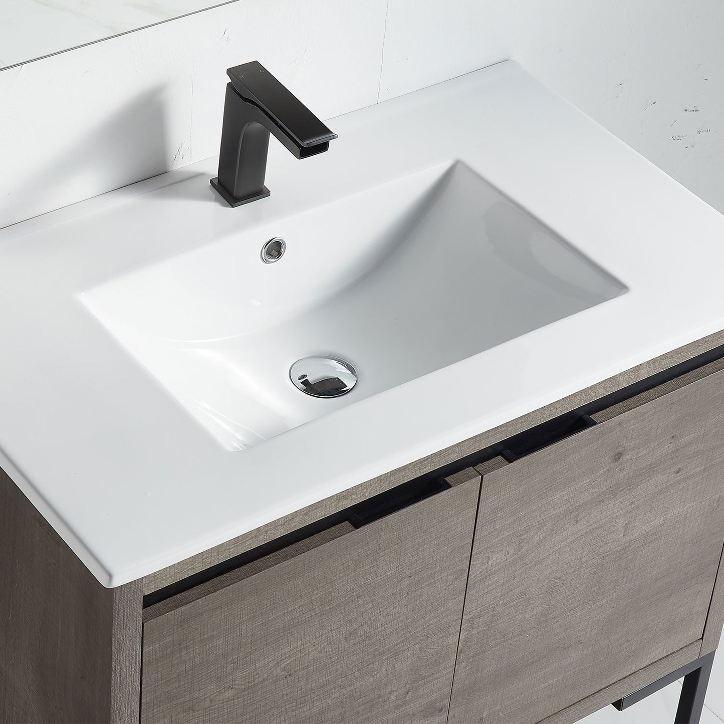 32 inches Wood Freestanding Bathroom Vanity Combo with Integrated Ceramic Sink and 2 Soft Close Doors