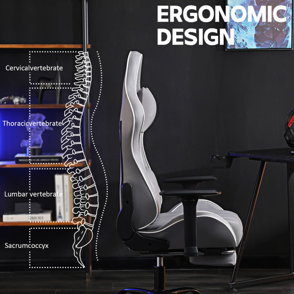 Ergonomic Gaming Chairs for Adults 400lb Big and Tall, Comfortable Computer Chair for Heavy People, Adjustable Lumbar Desk Office Chair with Footrest, Video Game Chairs (Light Gray)