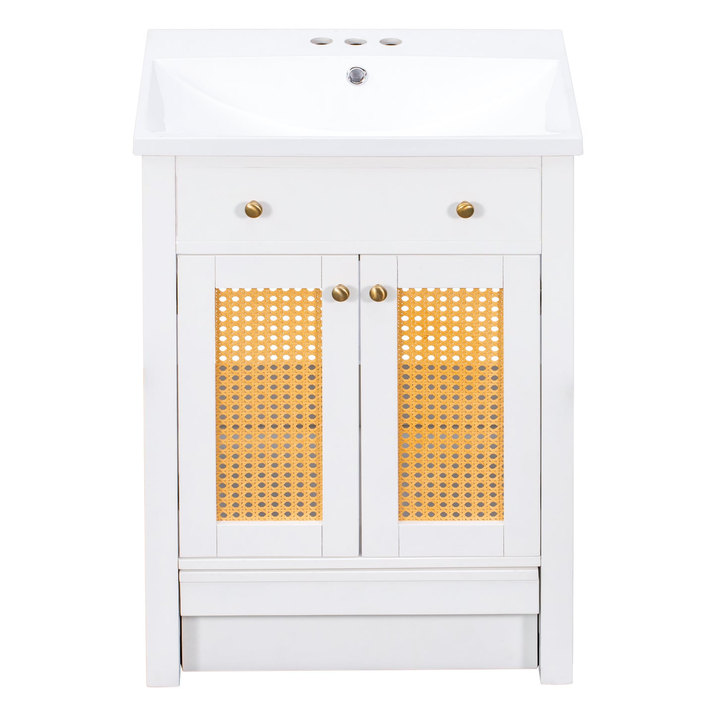 24" Bathroom vanity with Single Sink; White Combo Cabinet Undermount Sink; Bathroom Storage Cabinet; Solid Wood Frame; Pull-out footrest