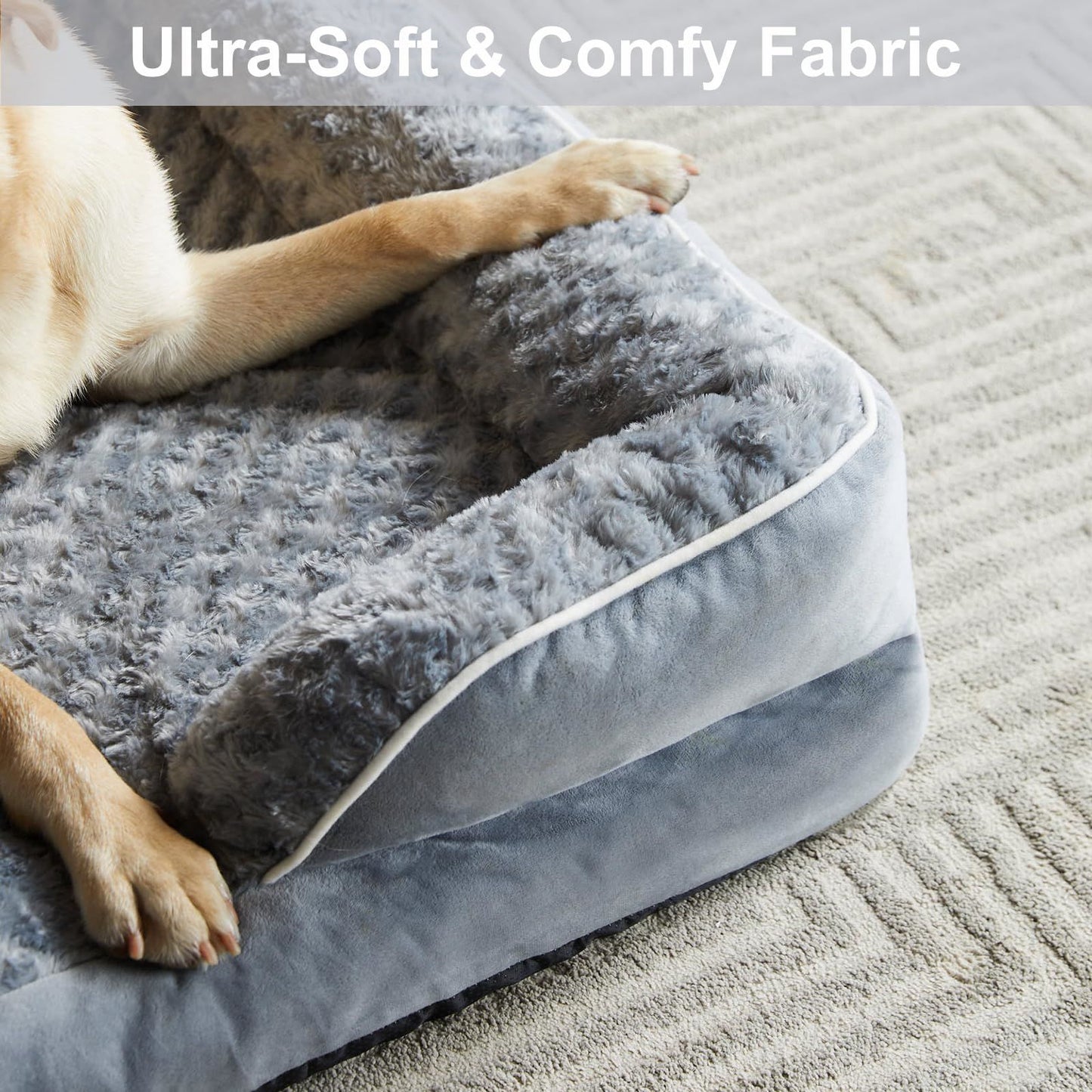 Bolster Dog Sofa Bed with Waterproof Lining & Non-Skid Bottom