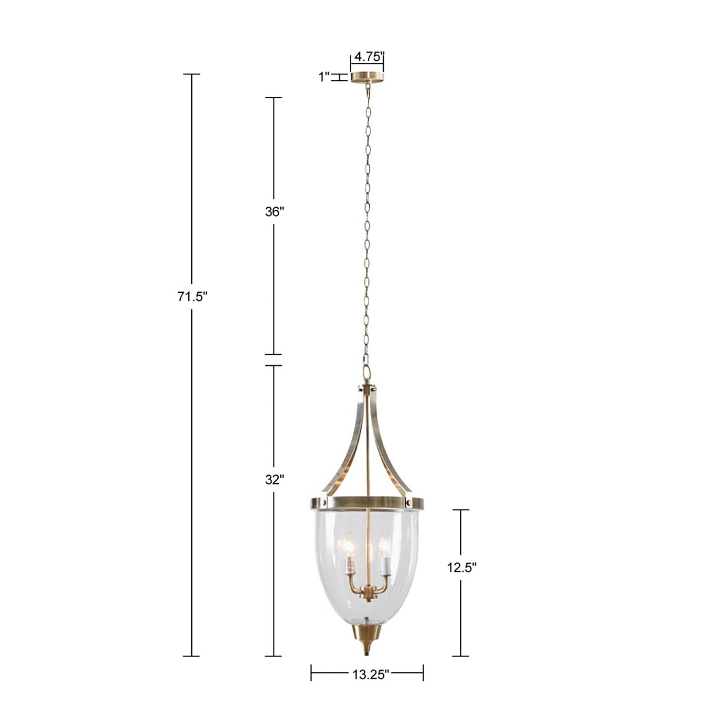 4-Light Glass Bowl Shaped Chandelier
