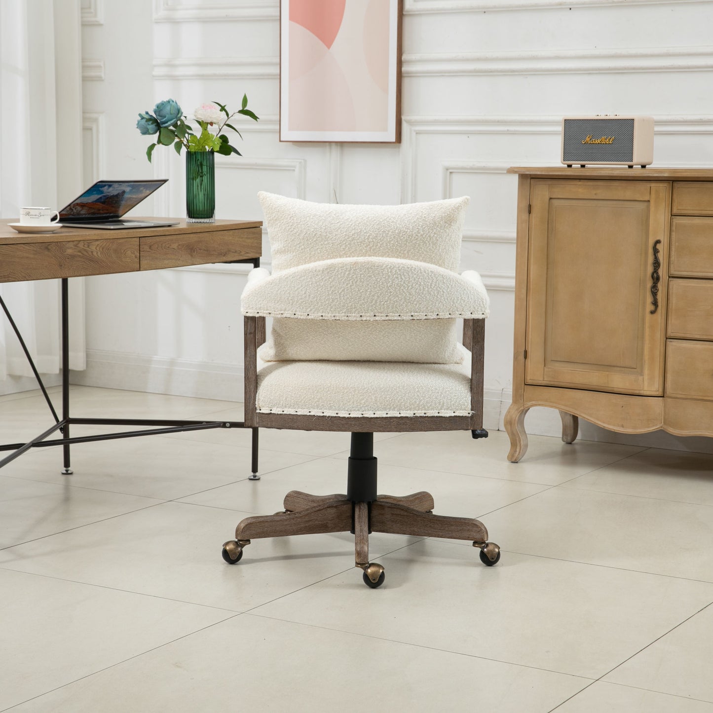 Computer Chair Office Chair Adjustable Swivel Chair Fabric Seat Home Study Chair