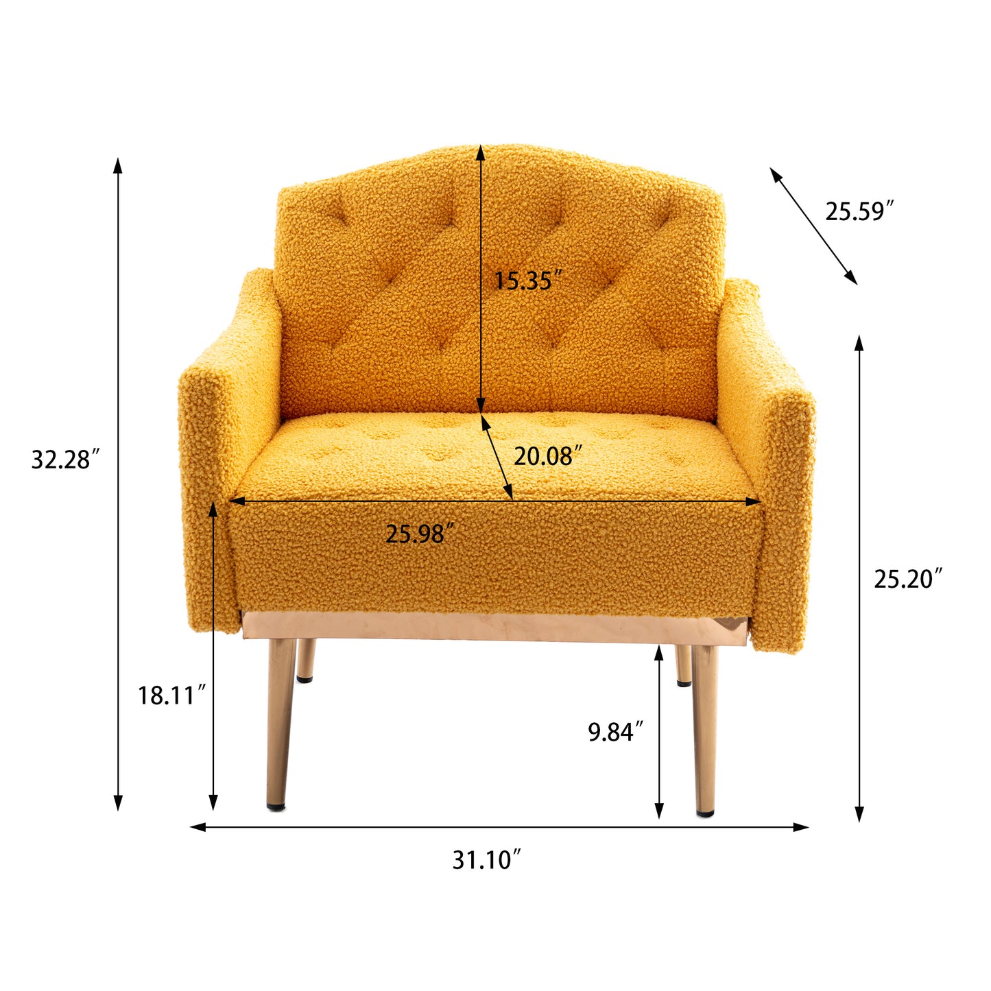 Accent Chair ,leisure single sofa with Rose Golden feet