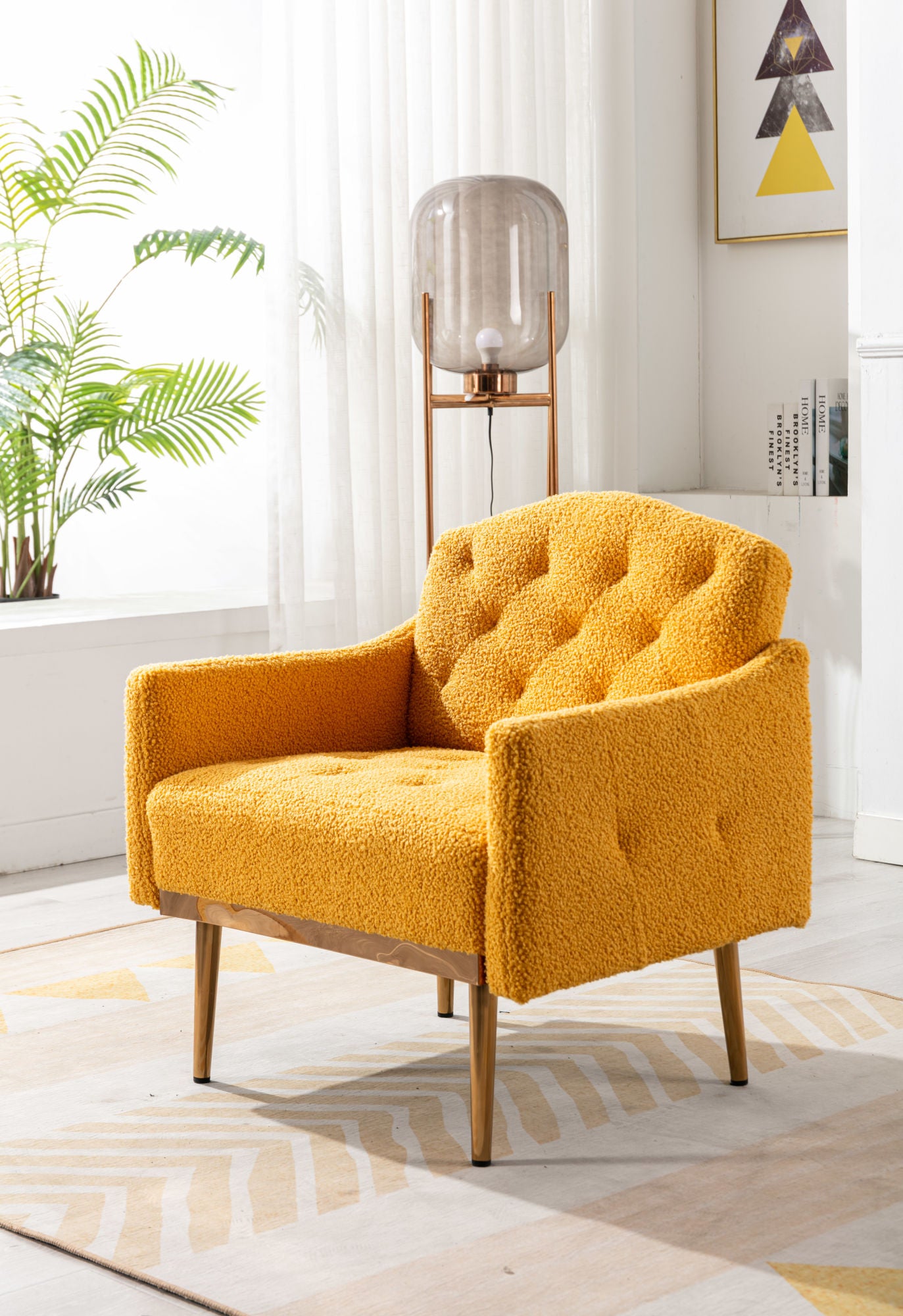 Accent Chair ,leisure single sofa with Rose Golden feet