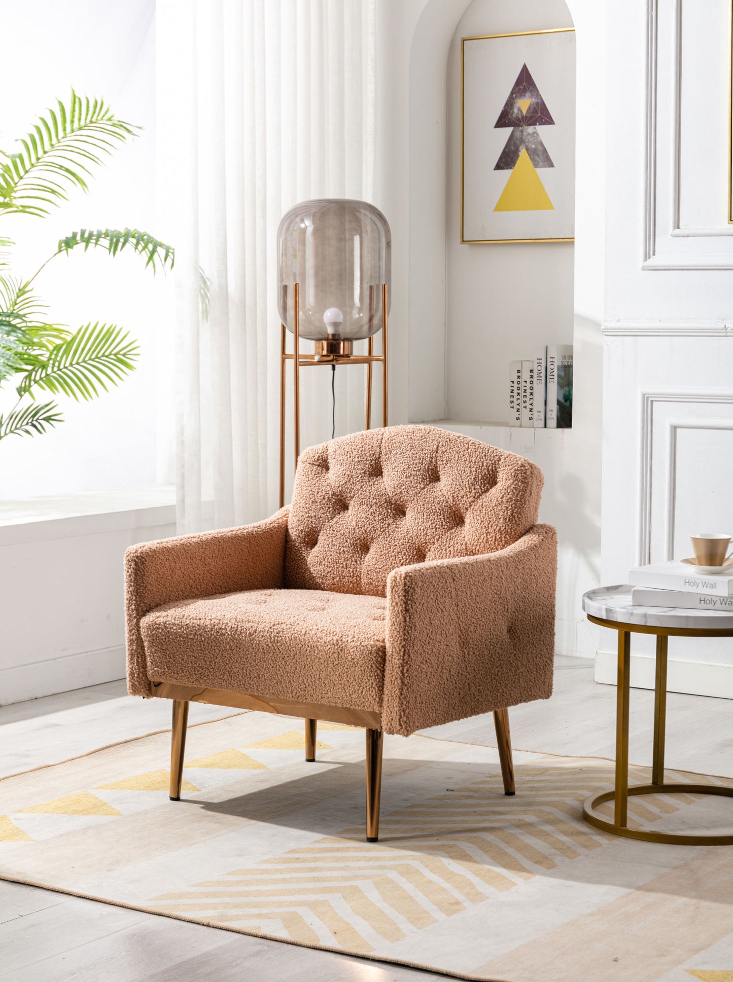 Accent Chair ,leisure single sofa with Rose Golden feet