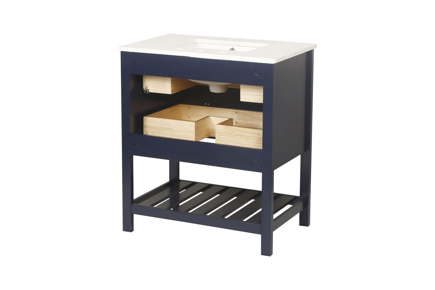 Vanity Sink Combo featuring a Marble Countertop, Bathroom Sink Cabinet, and Home Decor Bathroom Vanities - Fully Assembled Blue 30-inch Vanity with Sink 23V01-30NB