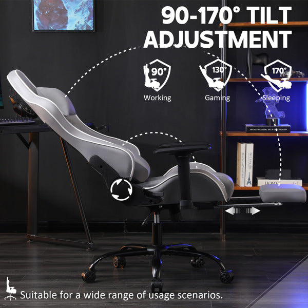 Ergonomic Gaming Chairs for Adults 400lb Big and Tall, Comfortable Computer Chair for Heavy People, Adjustable Lumbar Desk Office Chair with Footrest, Video Game Chairs (Light Gray)