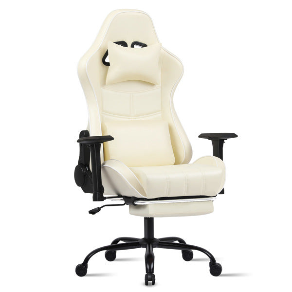 Ergonomic Gaming Chairs for Adults 400lb Big and Tall, Comfortable Computer Chair for Heavy People, Adjustable Lumbar Desk Office Chair with Footrest, Video Game Chairs (White)