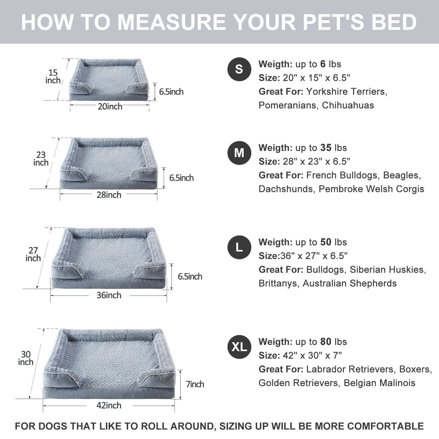 Bolster Dog Sofa Bed with Waterproof Lining & Non-Skid Bottom