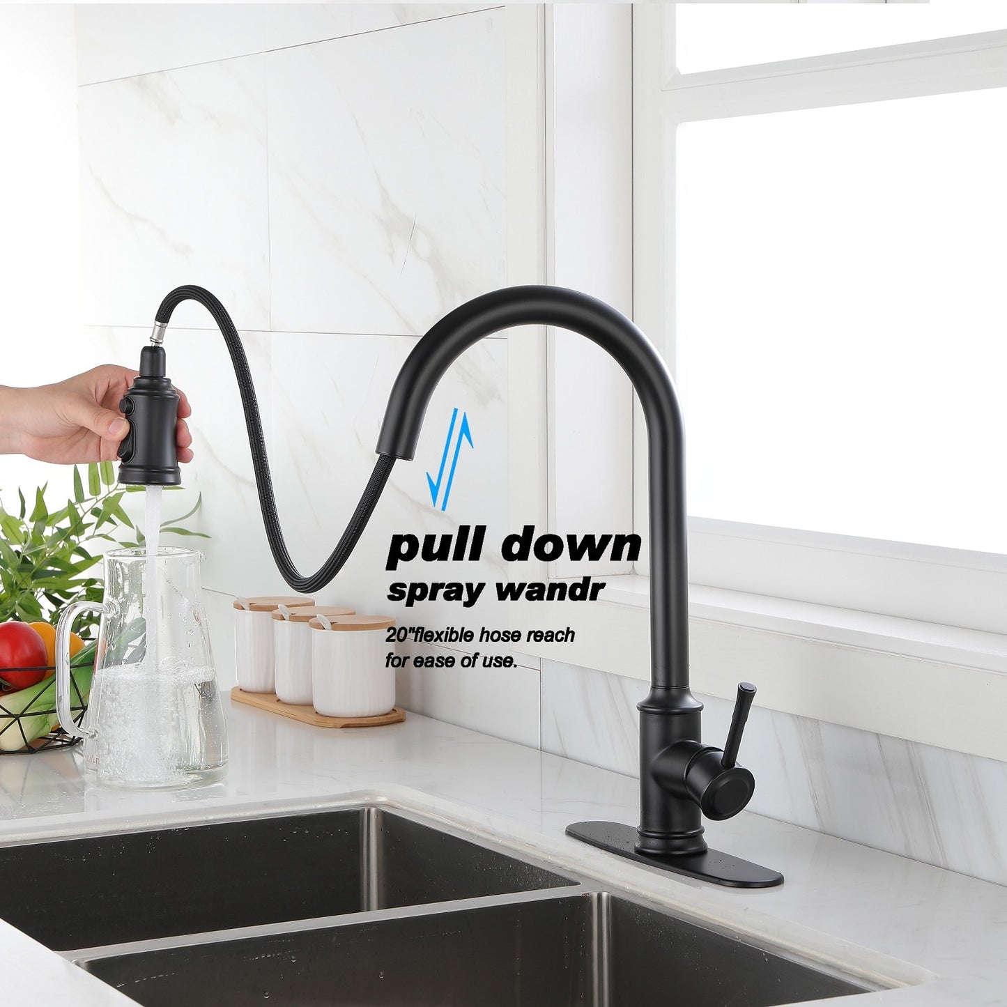 Touch Kitchen Faucet with Pull Down Sprayer,Single Handle High Arc Pull out Kitchen Faucet,Single Level Stainless Steel Kitchen Sink Faucets with Pull down Sprayer