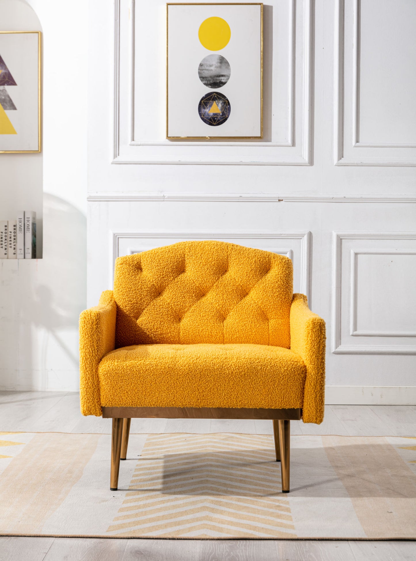 Accent Chair ,leisure single sofa with Rose Golden feet